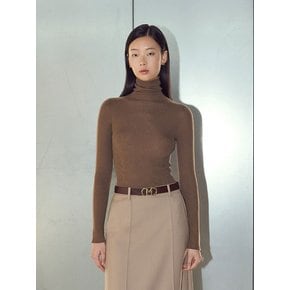 Wholegarment Turtle-neck Long Sleeve Knit Top Camel