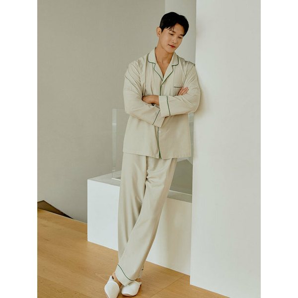 남성 소이 모달혼방 상하 잠옷(긴소매카라넥)