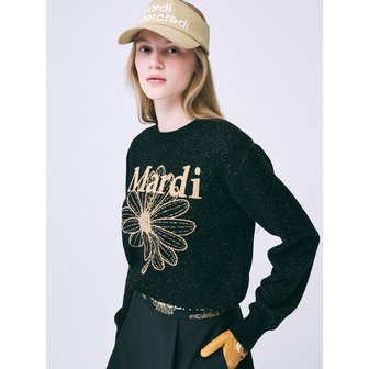 Mardi Mercredi Actif BOUCLE MARDI FLOWER KNIT PULLOVER_BLACK BEIGE