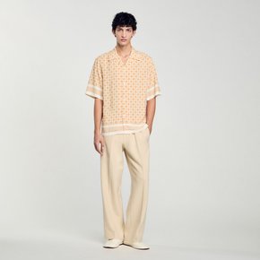 [SANDRO HOMME] 스퀘어 크로스 프린트 플로잉 셔츠 SH25S3MRH0665