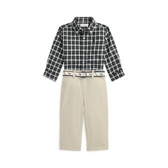 폴로 랄프 로렌 랄프 로렌 베이비 남아 플래드 셔츠 벨트 앤 캔버스 팬츠 세트(CWPO2STI8520176999)