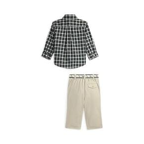 랄프 로렌 베이비 남아 플래드 셔츠 벨트 앤 캔버스 팬츠 세트(CWPO2STI8520176999)