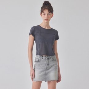 T-SHAPED PINTUCK LINEN T-SHIRT_T416TP117(CG)