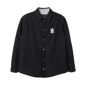 A LOGO EMBLEM REVERSIBLE STRIPE PADDING SHIRT BLACK-A로고패딩셔츠