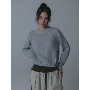 ALPACA SADDLE ROUND NECK KNIT_GRAY