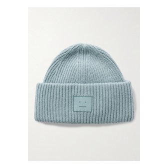 아크네스튜디오 아플리케 골지 울 야크 헤어 혼방 비니 라이트 블루 46376663162899036