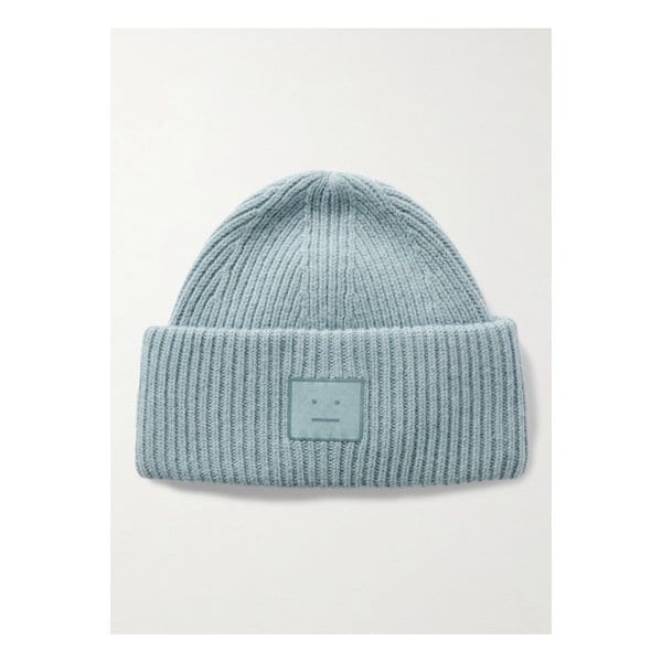 아플리케 골지 울 야크 헤어 혼방 비니 라이트 블루 46376663162899036