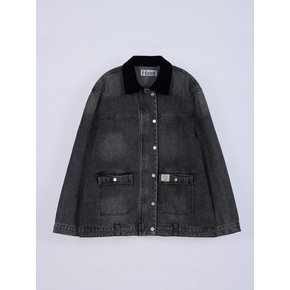 CORDUROY COLLAR DENIM JACKET_2COLORS_BLACK