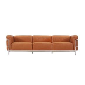 [Cassina 재고보유] 3 Fauteuil Grand Confort, Grand Modele, 3-Seater (Tabacco/Chrome)