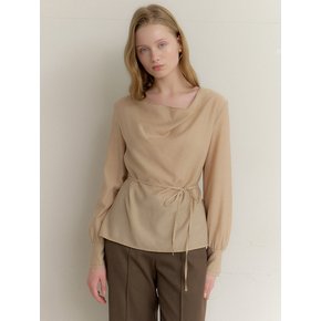 Organza Cowl-Neck Blouse / Gold Beige(3color)