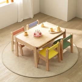야마토야 노스타3 책상의자 세트(책상1+의자2+쿠션2) )원목 높이조절