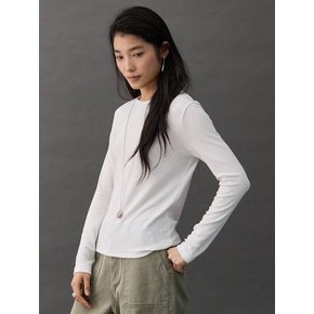 RIBBED LONG SLEEVE TOP - IVORY
