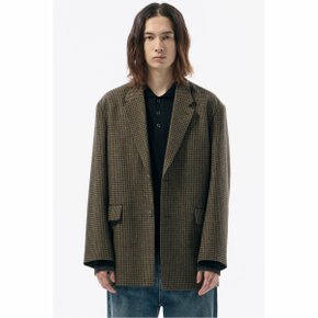 Brown Oversized Fit Houndtooth Jacket_CWJAW24865BRX