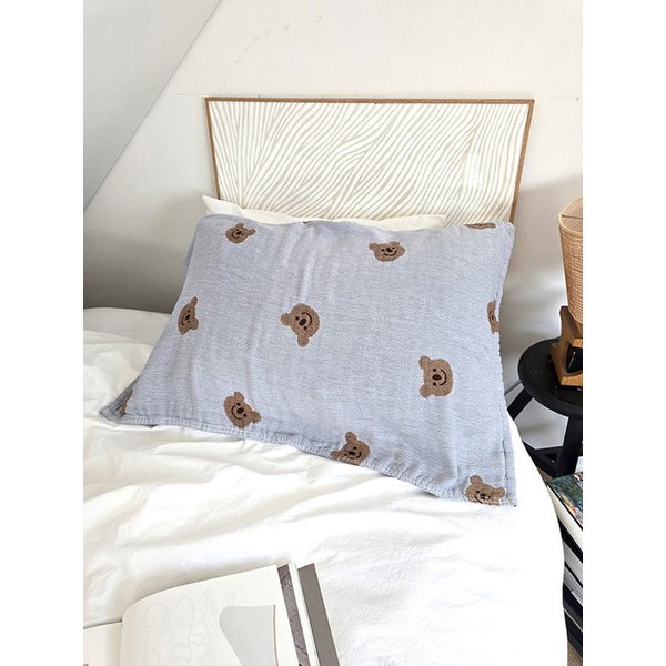 테디베어 아트 거즈코튼 베개 수건