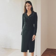 Terry / Contrast Collar Slim Midi Dress(2color)