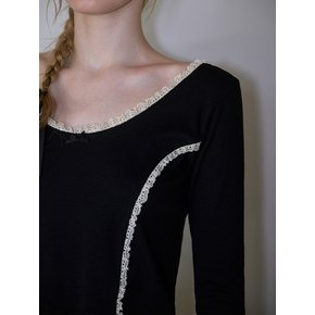 Lace Ribbon Long sleeve [Black]