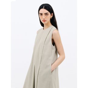 front pleats dress_light khaki