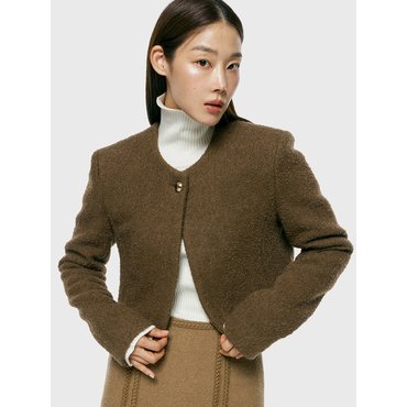 아르카익 crop tweed jacket_brown