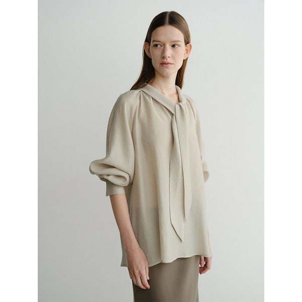 TIE SHIRRING BLOUSE (3 COLORS)