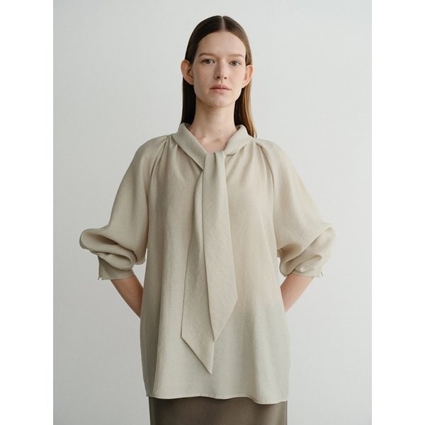 TIE SHIRRING BLOUSE (3 COLORS)
