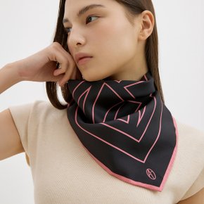 AVVINA Square Silk Scarf 50 - Black/Pink