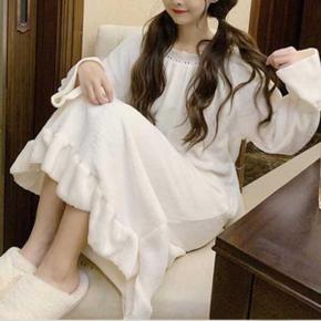 /마전동상회 여자 수면잠옷 극세사 기모 겨울 원피스 잠옷