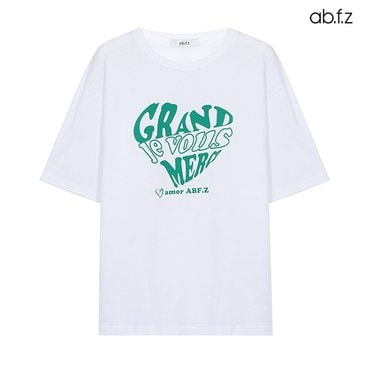 ab.f.z 레터링 하트 라운드넥 반팔 티셔츠 (AFY2QK53A)