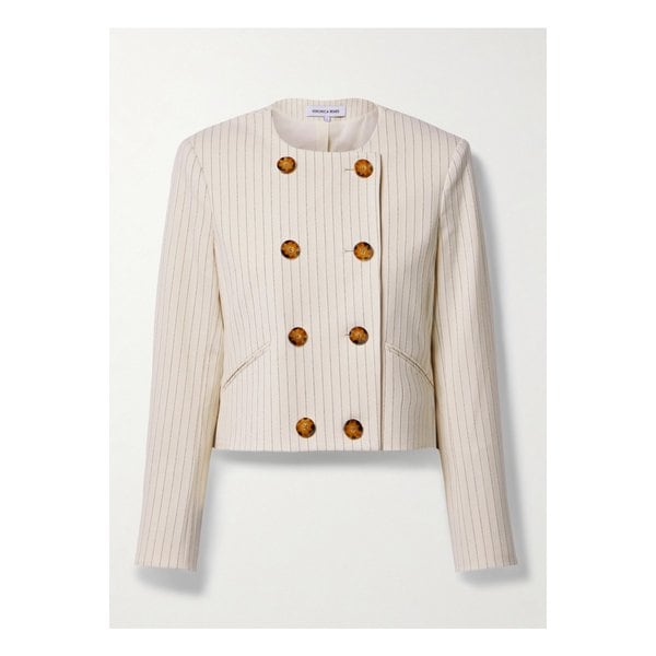 베로니카비어드 윈슬로우 더블 브레스트 핀스트라이프 자카드 재킷 에크루 1647597326134246