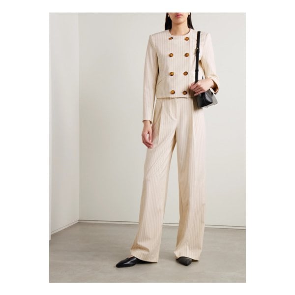 베로니카비어드 윈슬로우 더블 브레스트 핀스트라이프 자카드 재킷 에크루 1647597326134246