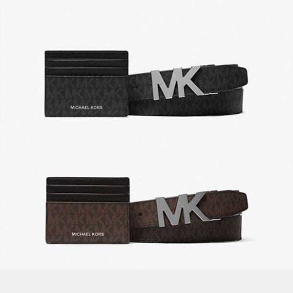 [국내배송]마이클코어스 로고 카드지갑+벨트세트 36S4LGFY6B