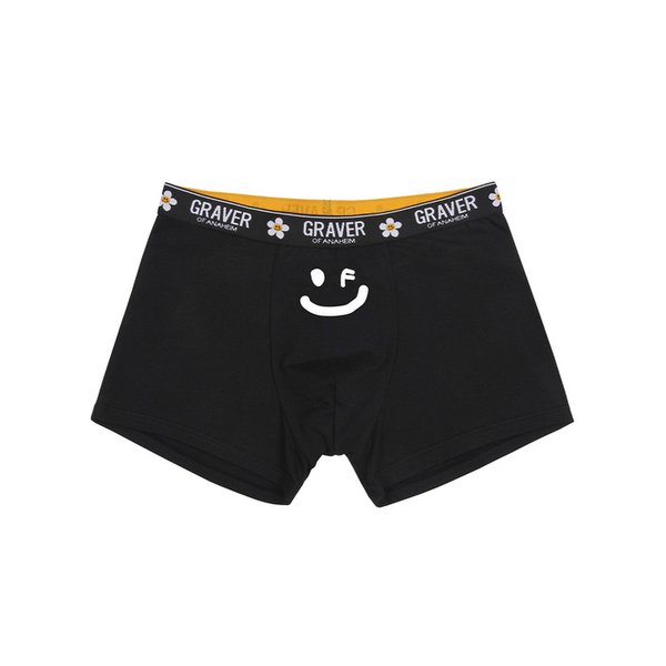 화이트 드로잉 스마일 맨즈 드로즈 1팩_블랙