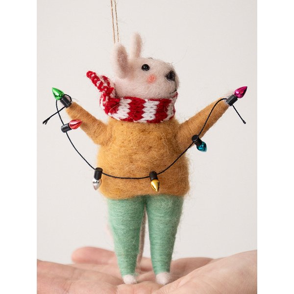 노랑스웨터 쥐돌이 양모 울 인형 오너먼트 크리스마스 장식 데코 소품