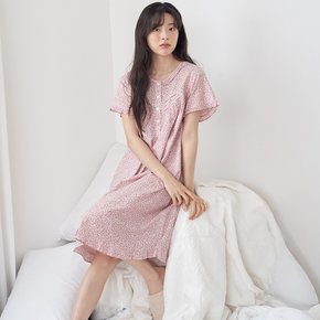 핑크잔꽃 여성 반팔 순면 잠옷 원피스 [2 Size]