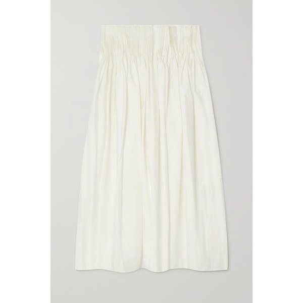 Pleated Cotton-poplin Midi Skirt 화이트 38063312419858923