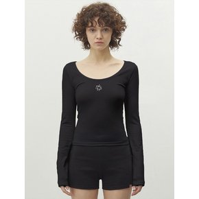 COMFY U NECK TOP BLACK