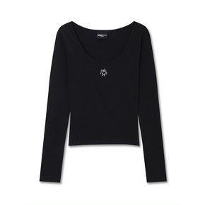 COMFY U NECK TOP BLACK