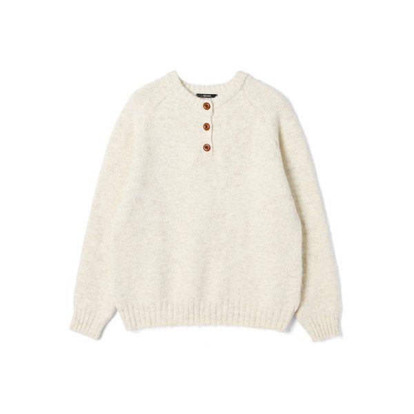 여성 헤어리 헨리넥 니트 (BEIGE) (HC2LKC2)