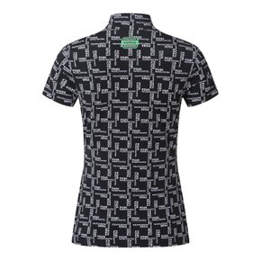 [23 SUMMER] 블랙 여성 로고 슬림 모크넥 반팔 티셔츠 521C2TI066