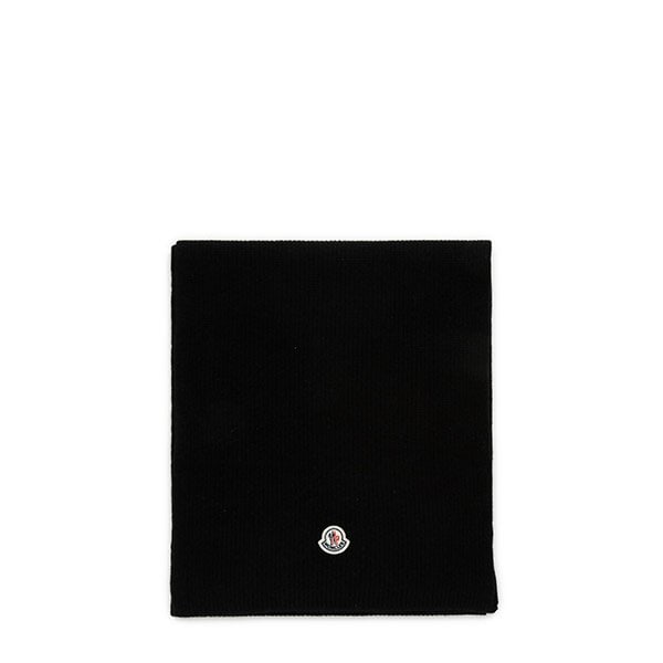[부산점] 몽클레어 블랙 로고패치 울 캐시미어 머플러 3C00014 M1900 999