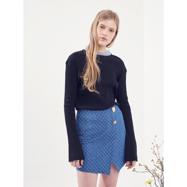 [리퍼브]BUTTON POINT DENIM WRAP MINI SKIRT