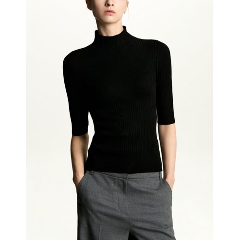 DKNY 모크넥 리브 니트 (DW2F7KTO047W)