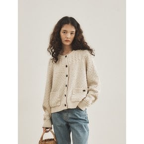 Cotton Cable Cardigan Knit Beige