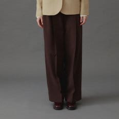 Linda Two-Tuck Wide Pants_Dark Brown