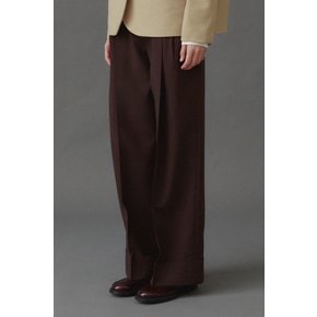 Linda Two-Tuck Wide Pants_Dark Brown