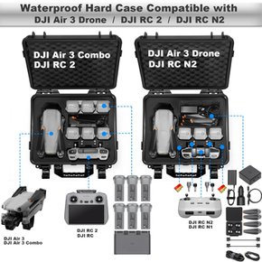 Lekufee - DJI Air 3 Air 3 Fly More ComboDJI RC 2DJI RC N2 방수 하드 운반 케이스 드론DJI