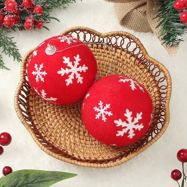 핫레드 패브릭 장식볼 2p세트(10cm) (눈결정)