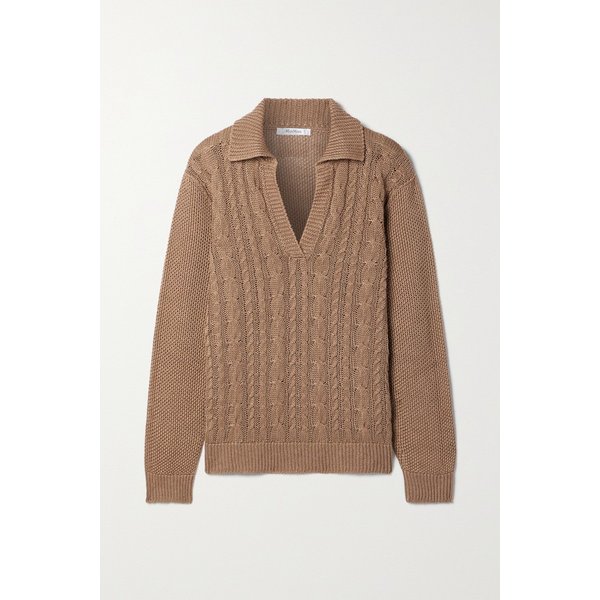 Velo Cable-knit Linen Sweater 라이트 브라운 29419655932408387