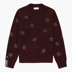 26FW 여성 펭귄 이중지 JQD 라운드 스웨터 MR422LSWO1 WINE