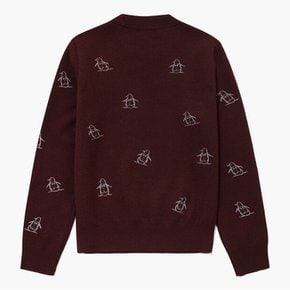26FW 여성 펭귄 이중지 JQD 라운드 스웨터 MR422LSWO1 WINE