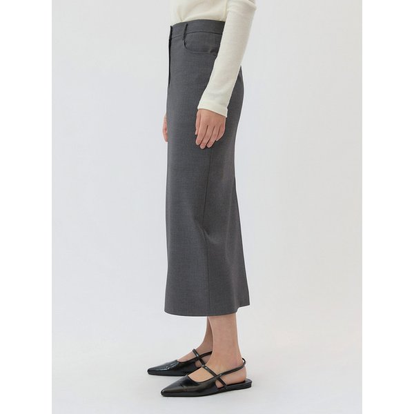 Wool Blend H-Line Long Skirt Grey AT5SKF034GE
